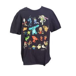 Pixar Shirt Navy Blue Movies Characters Cartoons‎ Cotton Size Men's Size Large
